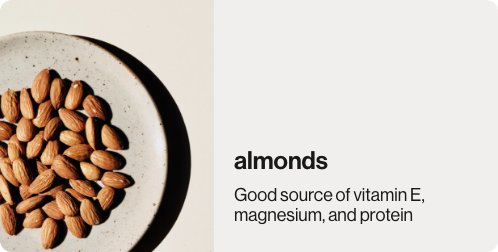 Graphic shows Nutrition Value of Almonds which is Ingredient of Outlive Nut & Seed Bar