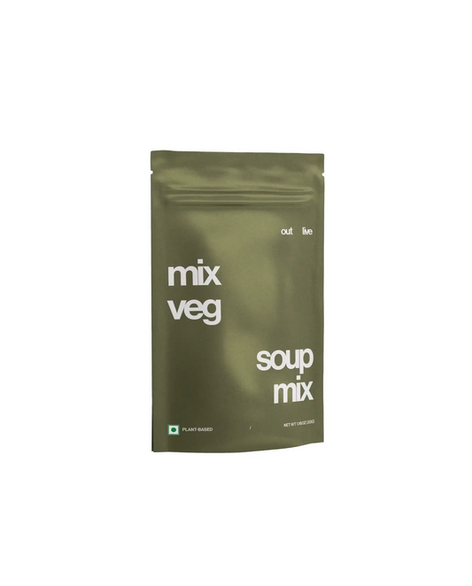 Outlive Healthy Mix Veg Soup – A delicious, ready to make soup with a blend of fresh vegetables, supporting immunity and gut health.